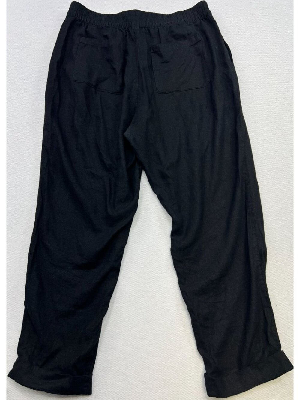 Old Navy Women's Linen High-Rise Straight Pull On Pants Size L Tall Black - Picture 2 of 10